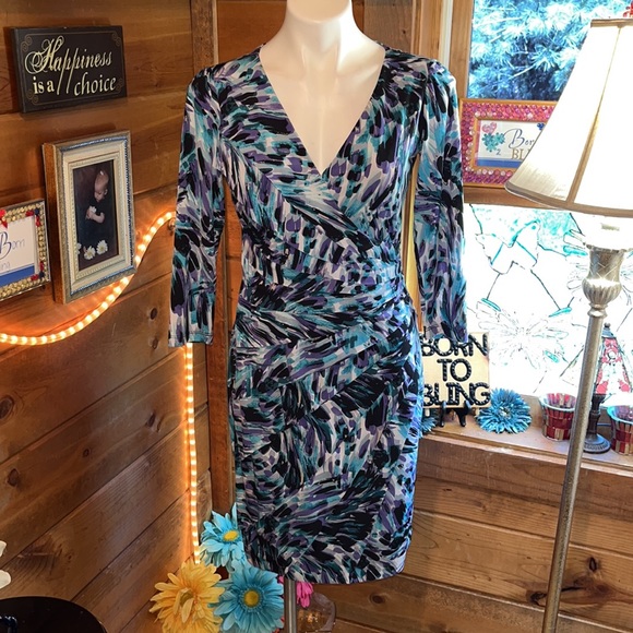 London Times Dresses & Skirts - NEW London Times purple & turquoise Sexy low cut dress